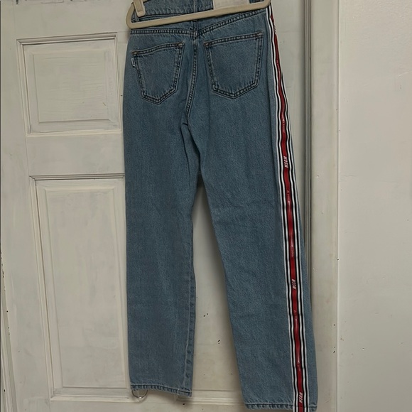 MSGM Blue Jeans with Red and White Stripe - Picture 6 of 6